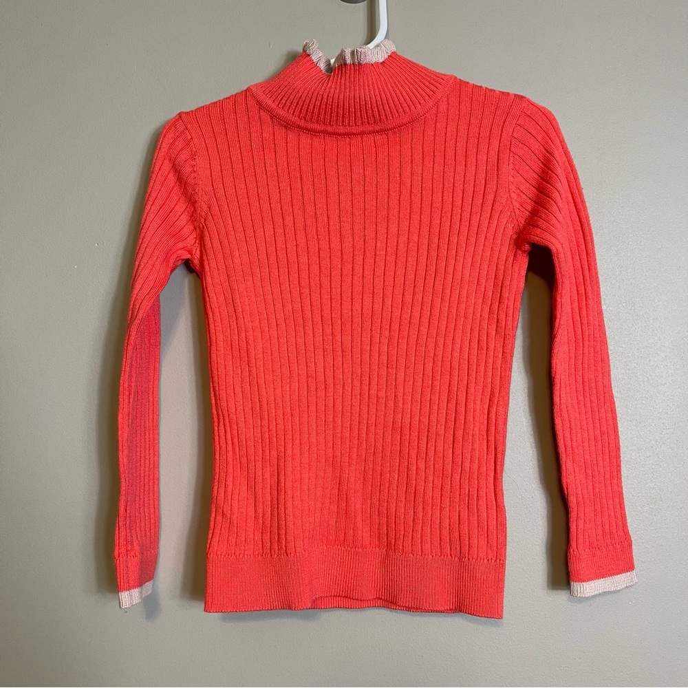 Adyson Parker Girls 3T Ribbed Ultra Coral Combo Long Sleeve Sweater Kids Top New